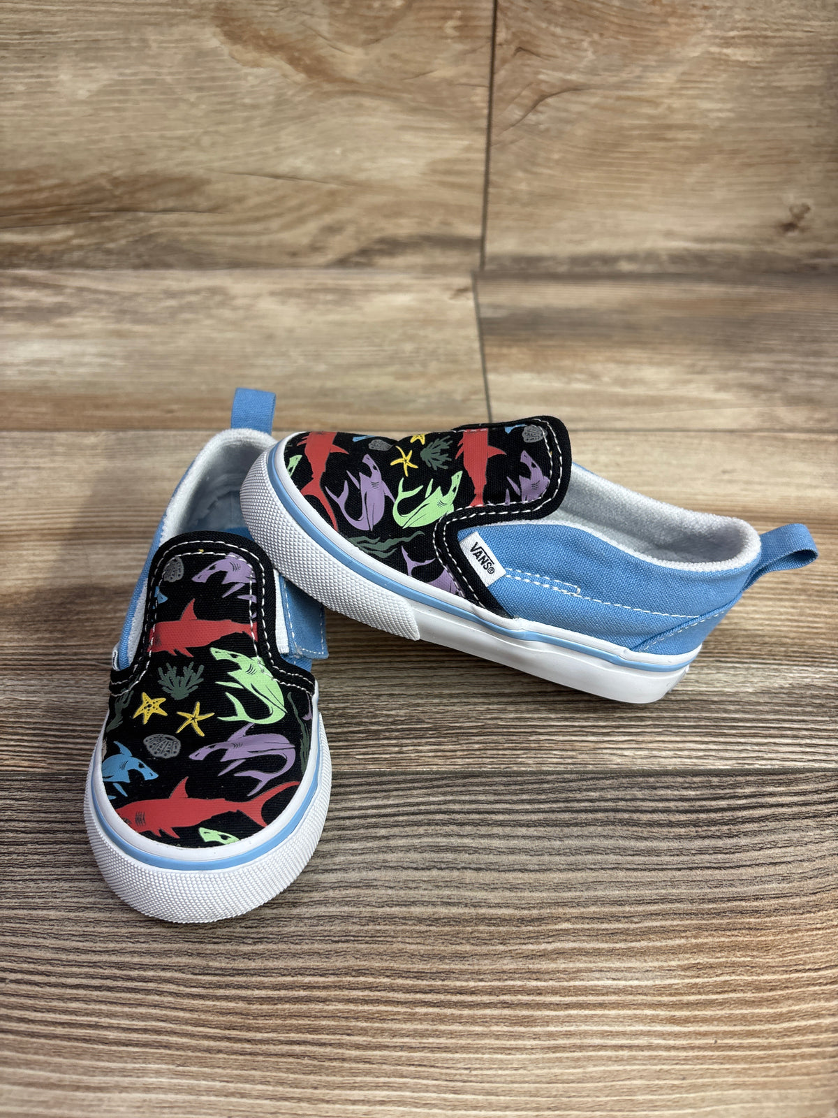 Vans Slip On Shark Sneakers Blue sz 6c