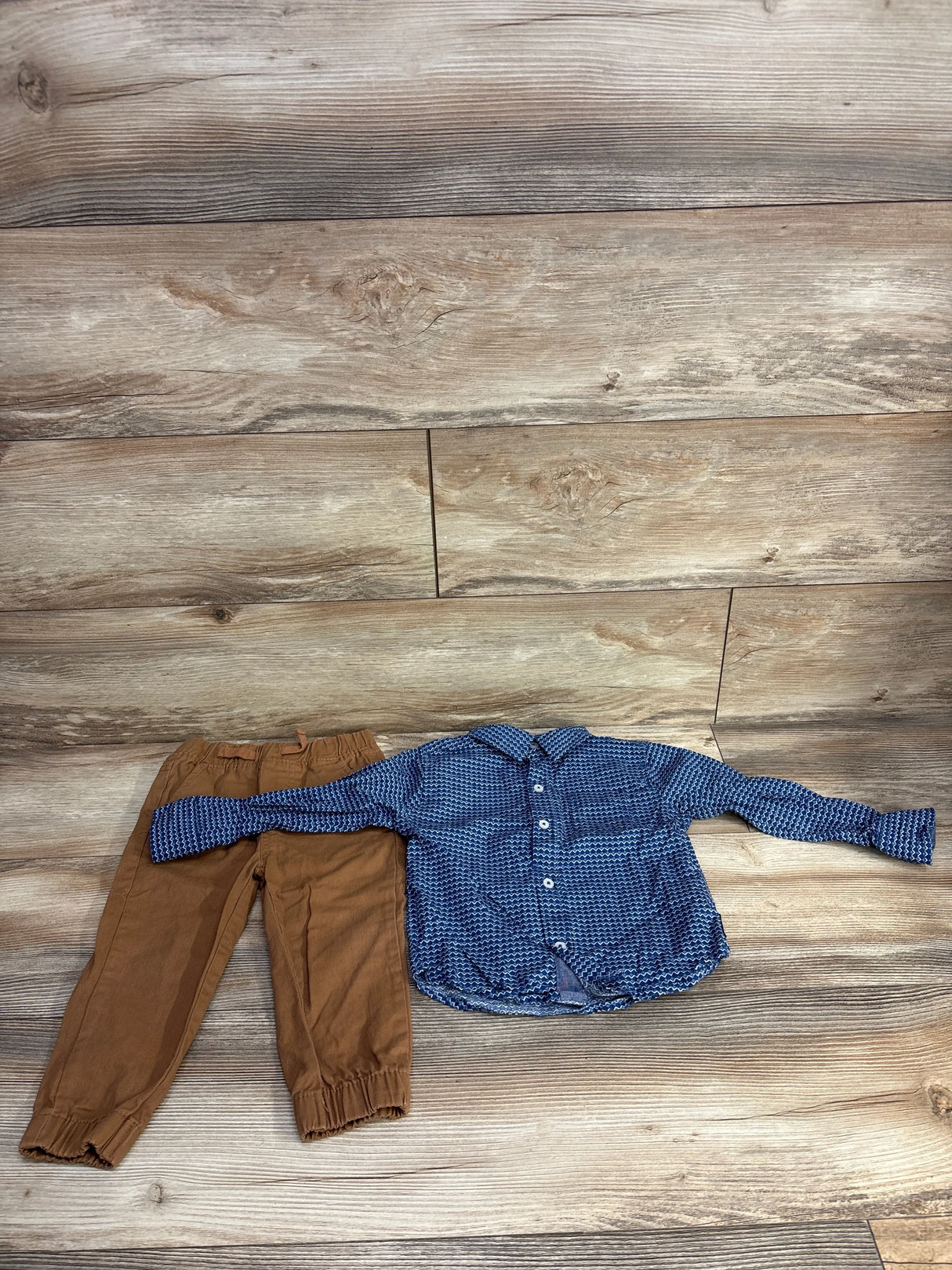 Ben Sherman 2pc Patterned Button Up Shirt & Pants Set Blue sz 24m