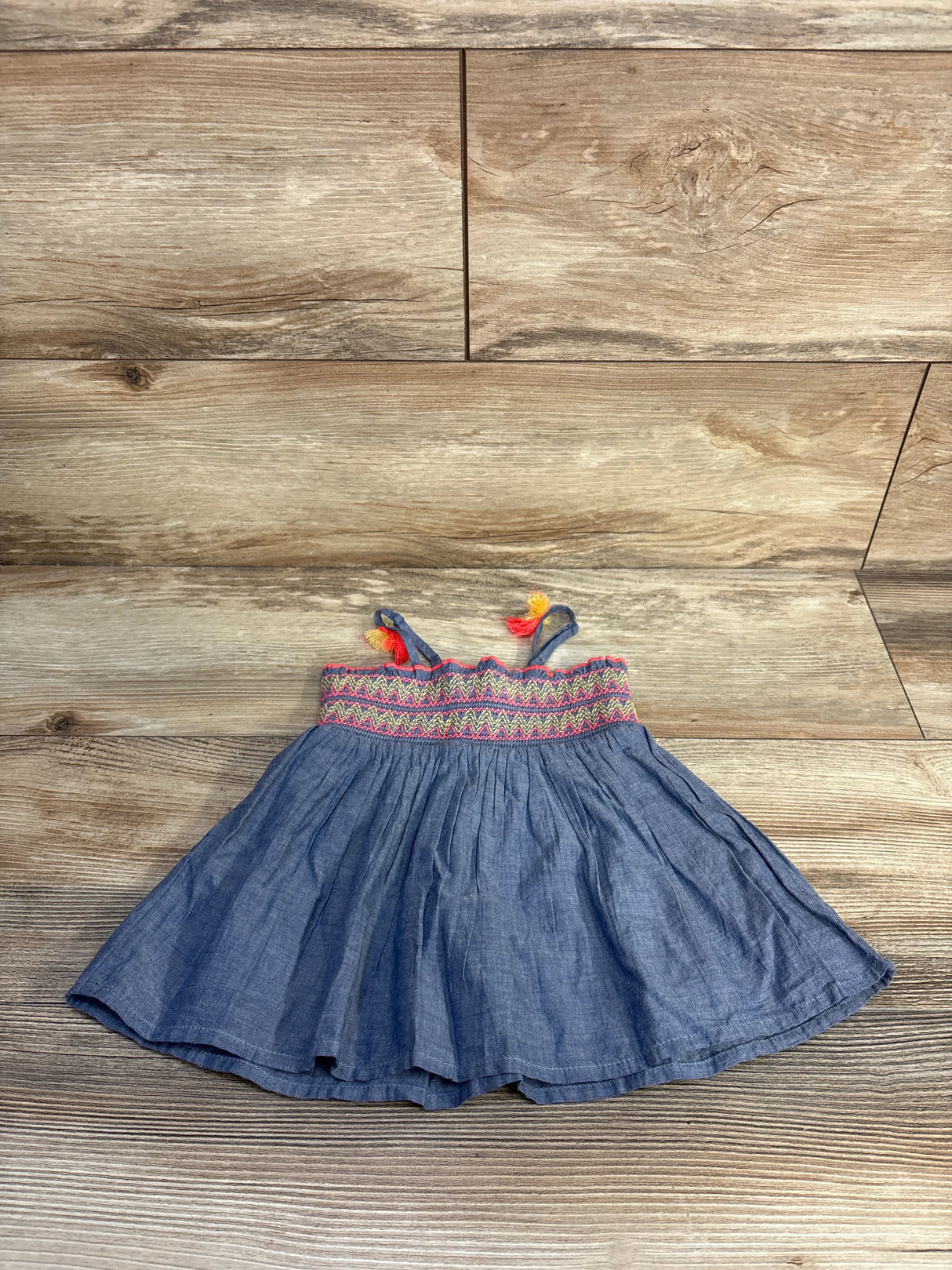 Cat & Jack Chambray Embroidered Dress Blue sz 18m