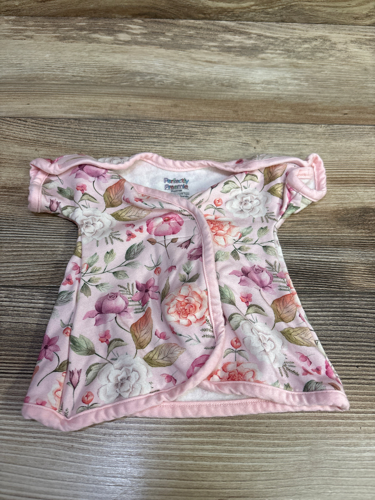 Perfectly Preemie NICU Friendly Bamboo Open-Shoulder Wrap Dress Pink sz Preemie