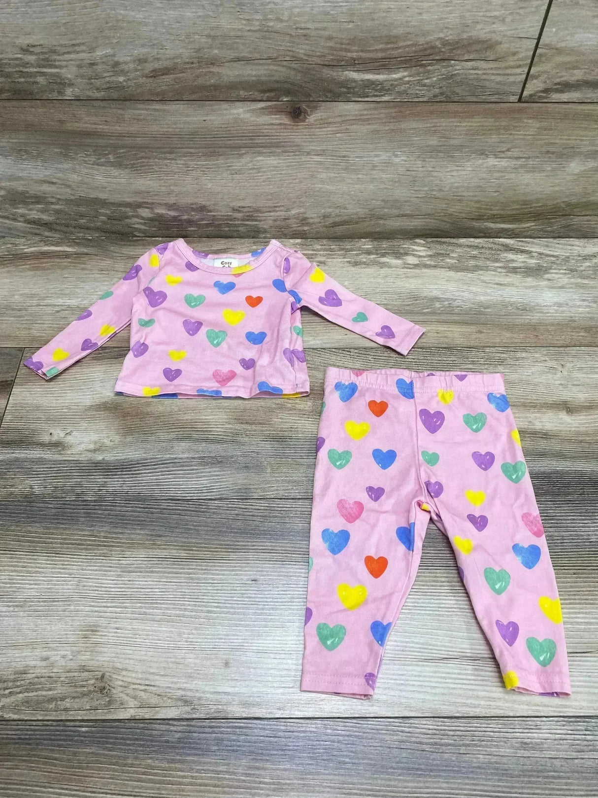 Cozy Cub 2pc Heart Print Pajama Set Pink sz 3-6m - Me n Mommy To Be