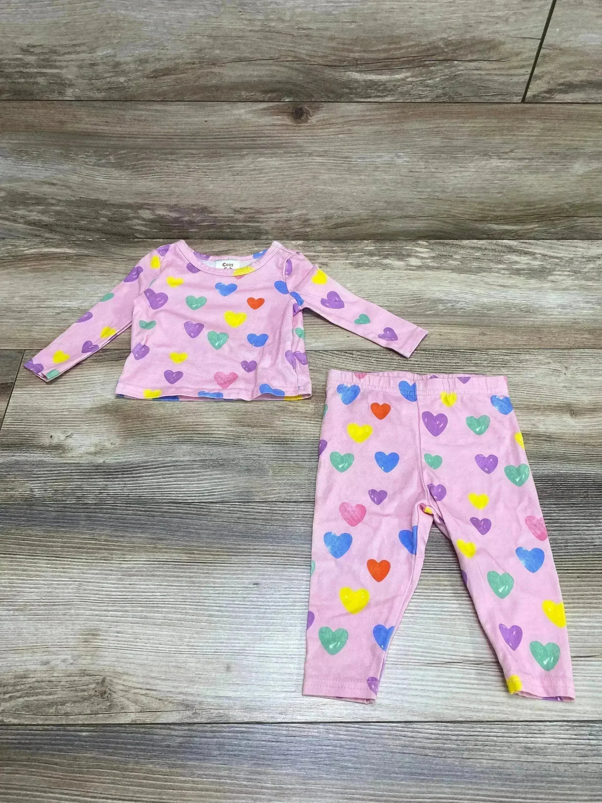 Cozy Cub 2pc Heart Print Pajama Set Pink sz 3-6m - Me n Mommy To Be