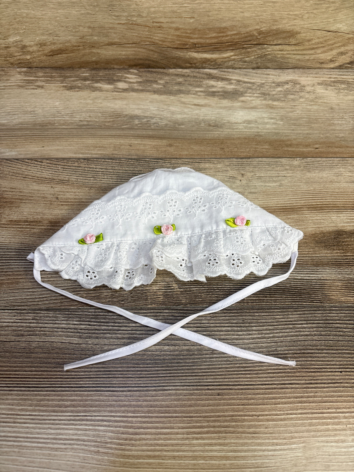 Kirmoo Eyelet Lace Bonnet White sz S (0-3m)