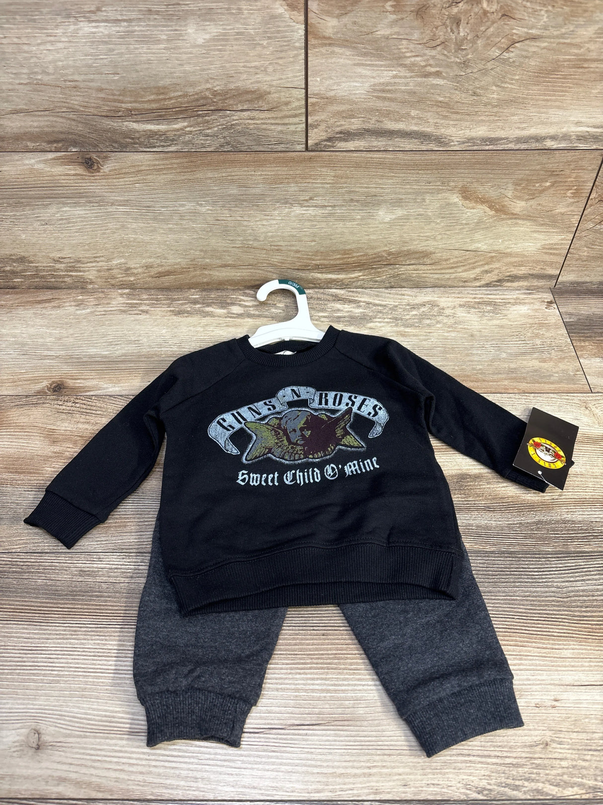 NEW Gun's 'N' Roses Pull Over Sweatshirt & Jogger Set Black sz 0-3m