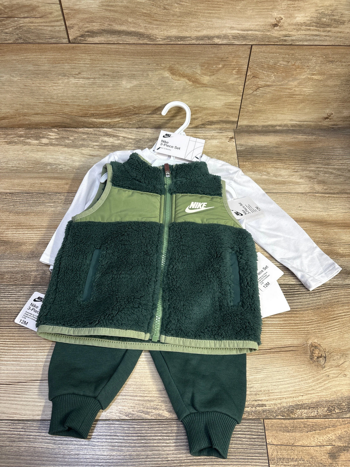 NEW Nike 3pc Sherpa Jacket, Shirt, & Joggers Set Green sz 12m