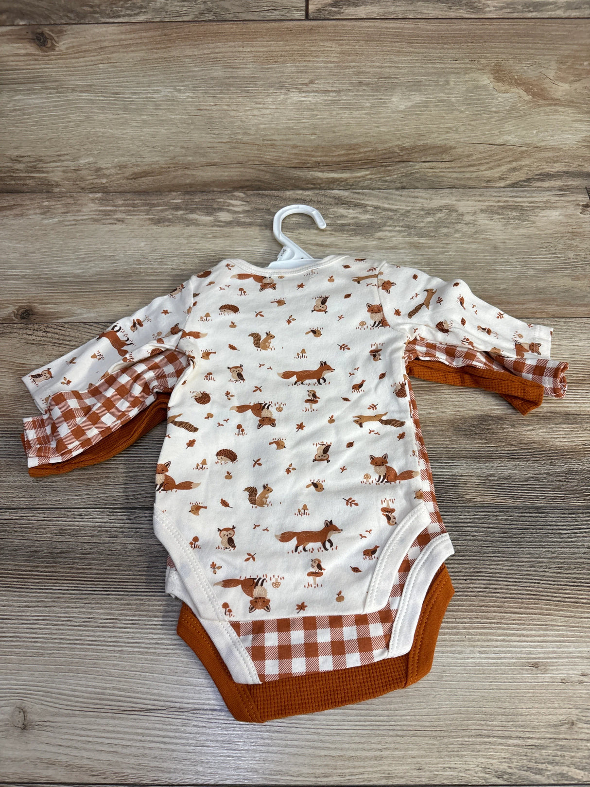 NEW Willow + Whimsy 3pk Waffle Knit Bodysuits Carmel sz 0-3m