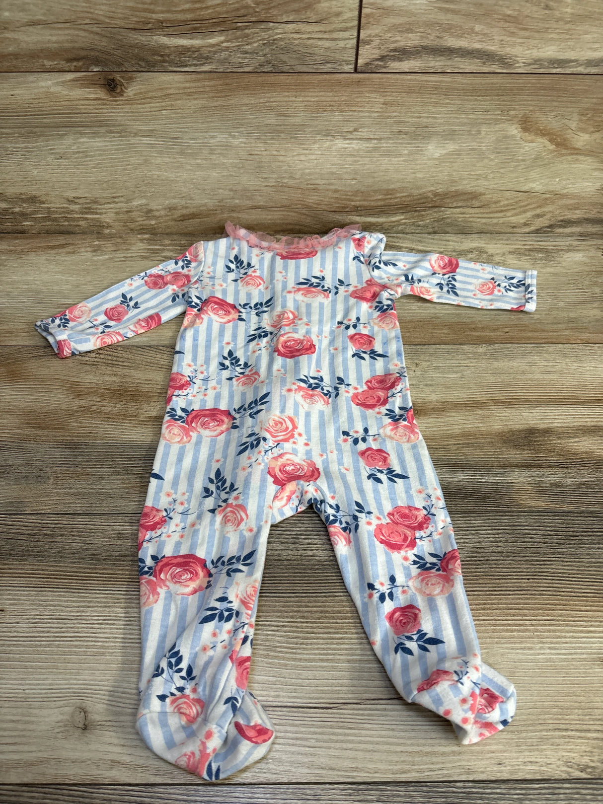 Nicole Miller Striped Floral Coverall White sz 6-9m