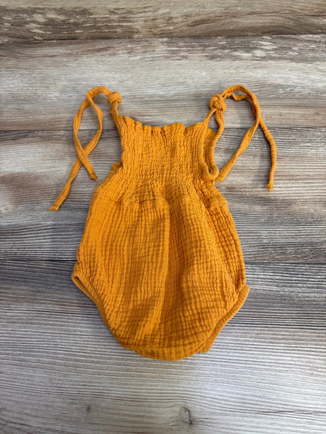 Smocked Tie Strap Romper Orange sz 3-6m - Me n Mommy To Be