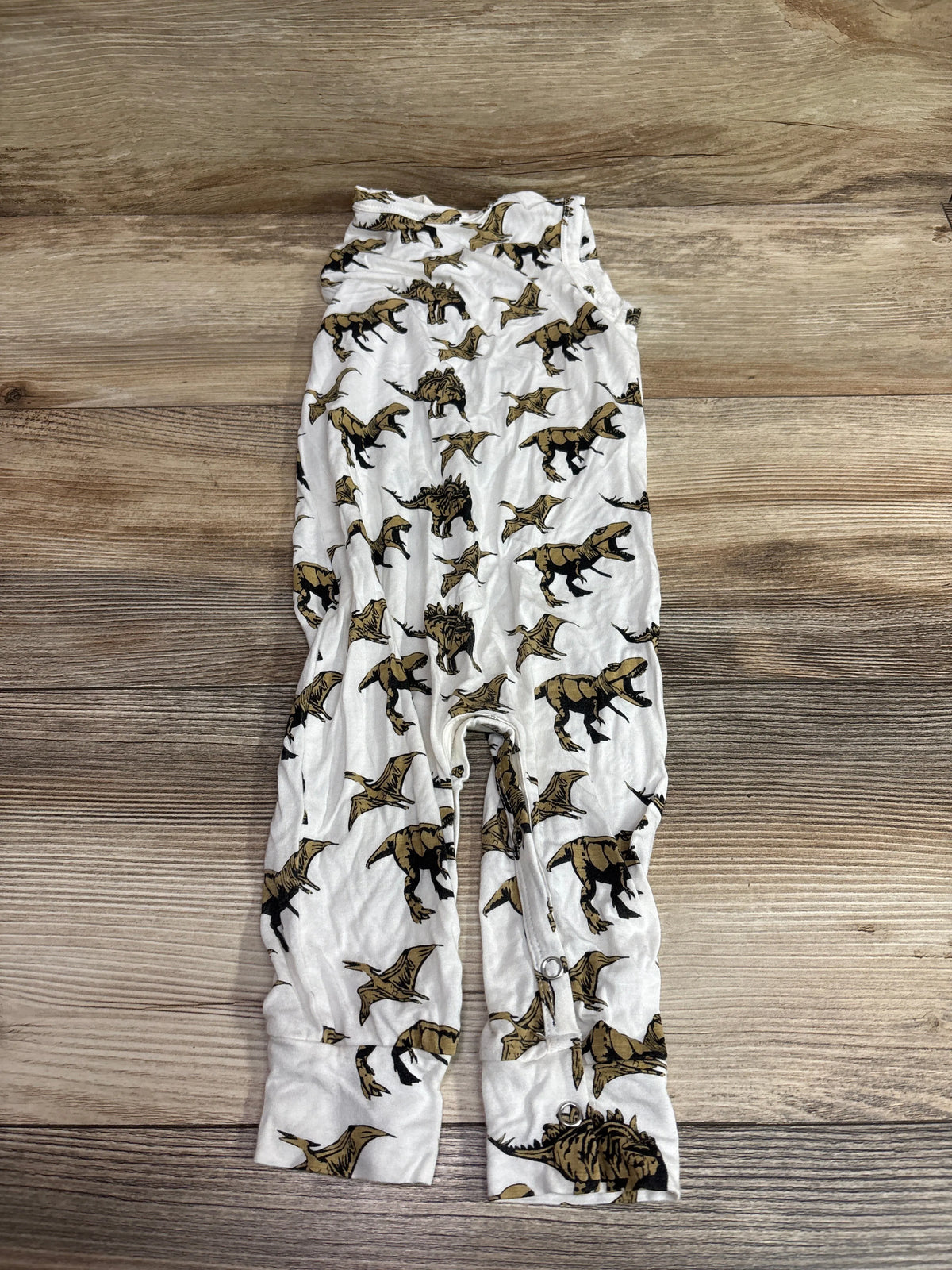 White Kate Quinn bamboo sleeveless dinosaur jumpsuit for babies size 6-12m