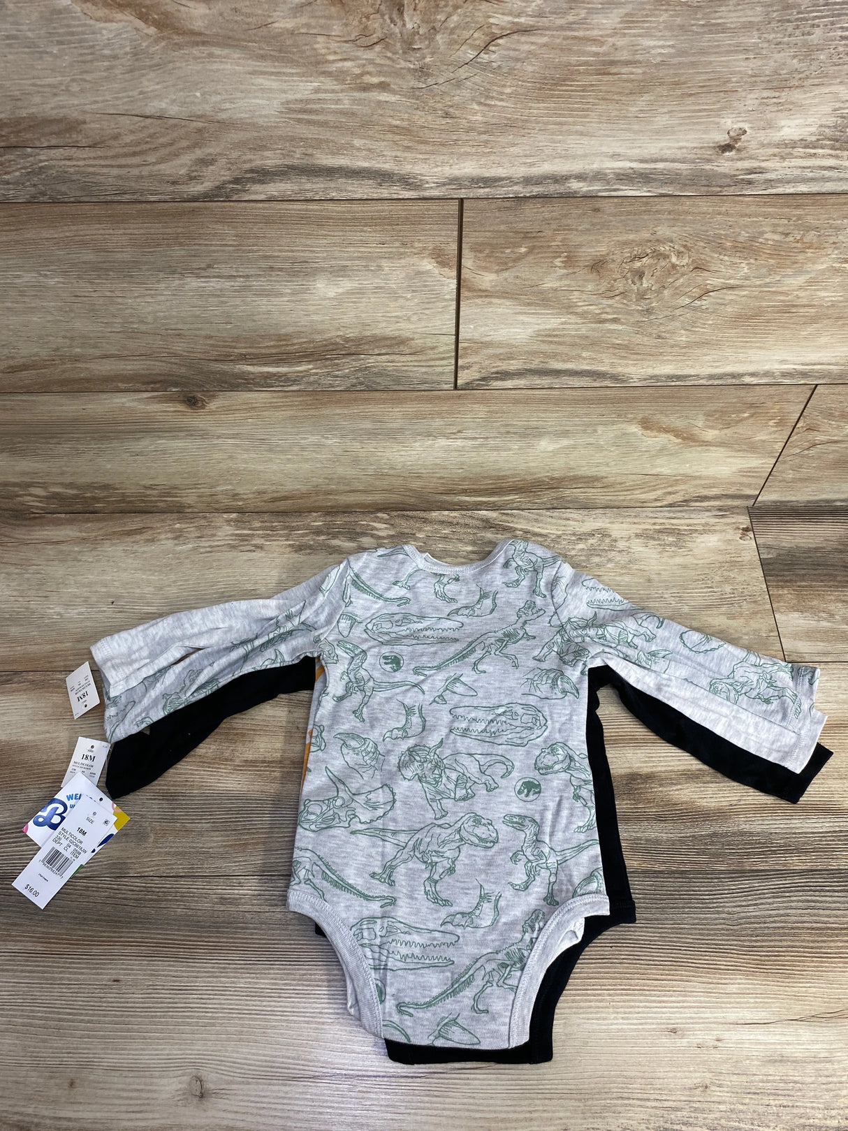 NEW Baby Universal 3pc Jurassic Park Bodysuit Set Black sz 18m