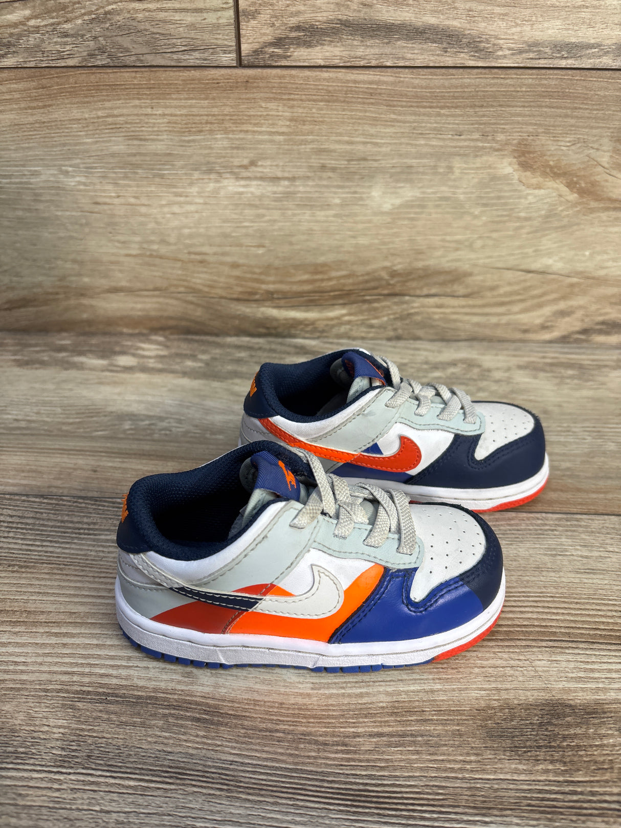 Nike Dunk Low SE TD White Light Silver Midnight Navy Sneakers sz 8c