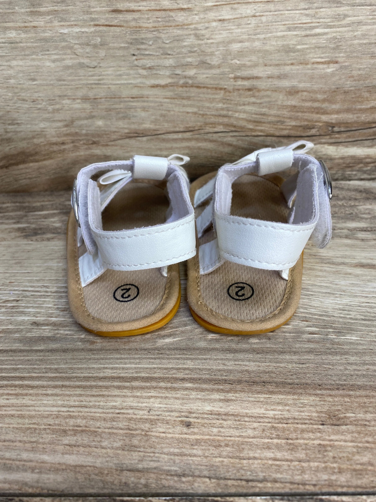 White Bow Sandals sz 2c - Me n Mommy To Be