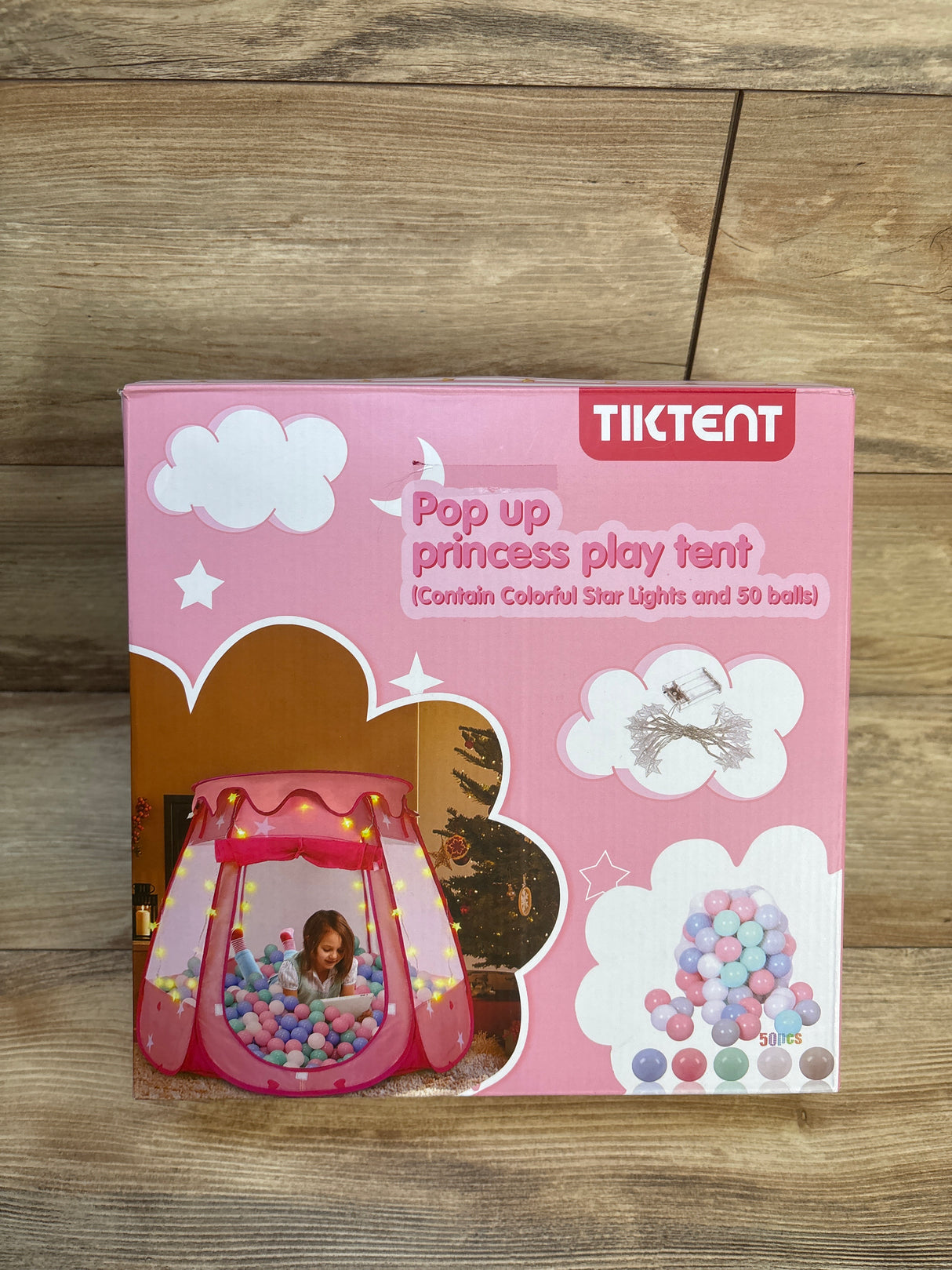 Tiktent Pop Up Princess Tent + LED Lights & 50+ Plastic Balls