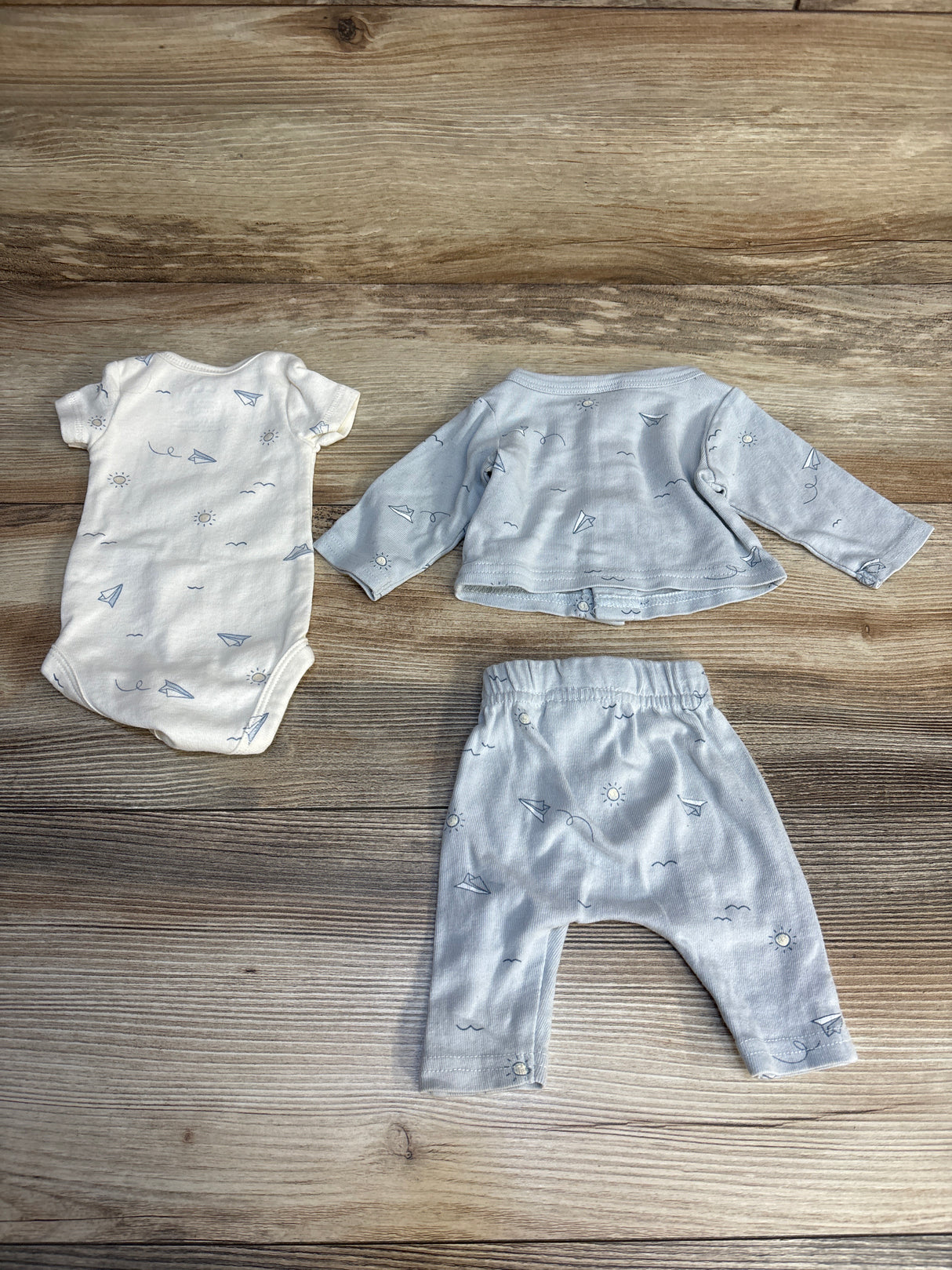 Carter's 3pc Paper Airplane Bodysuit Set Ivory sz Preemie