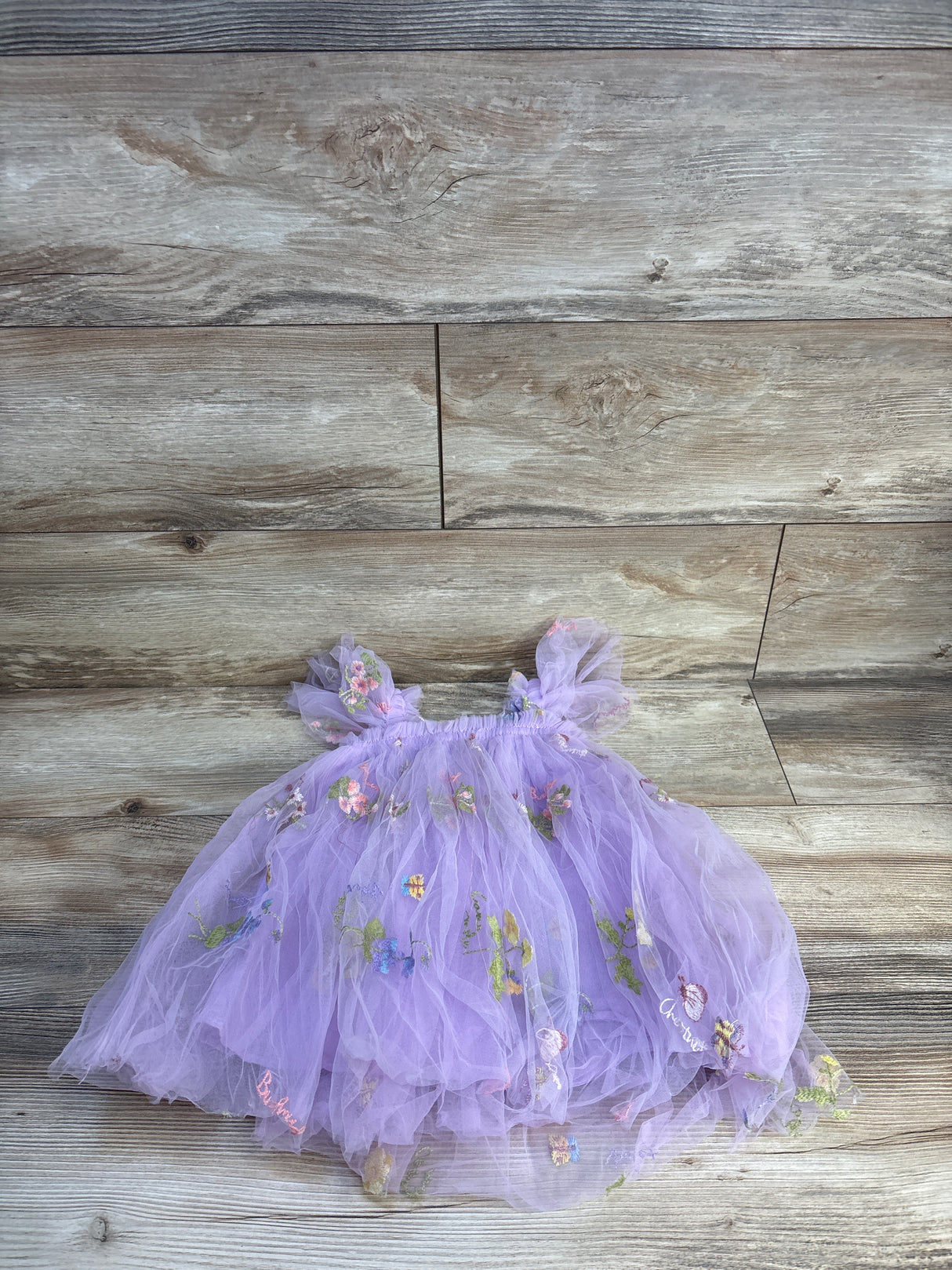Generic Brand Ruffle Lace Tulle Floral Dress Purple sz 12-18m