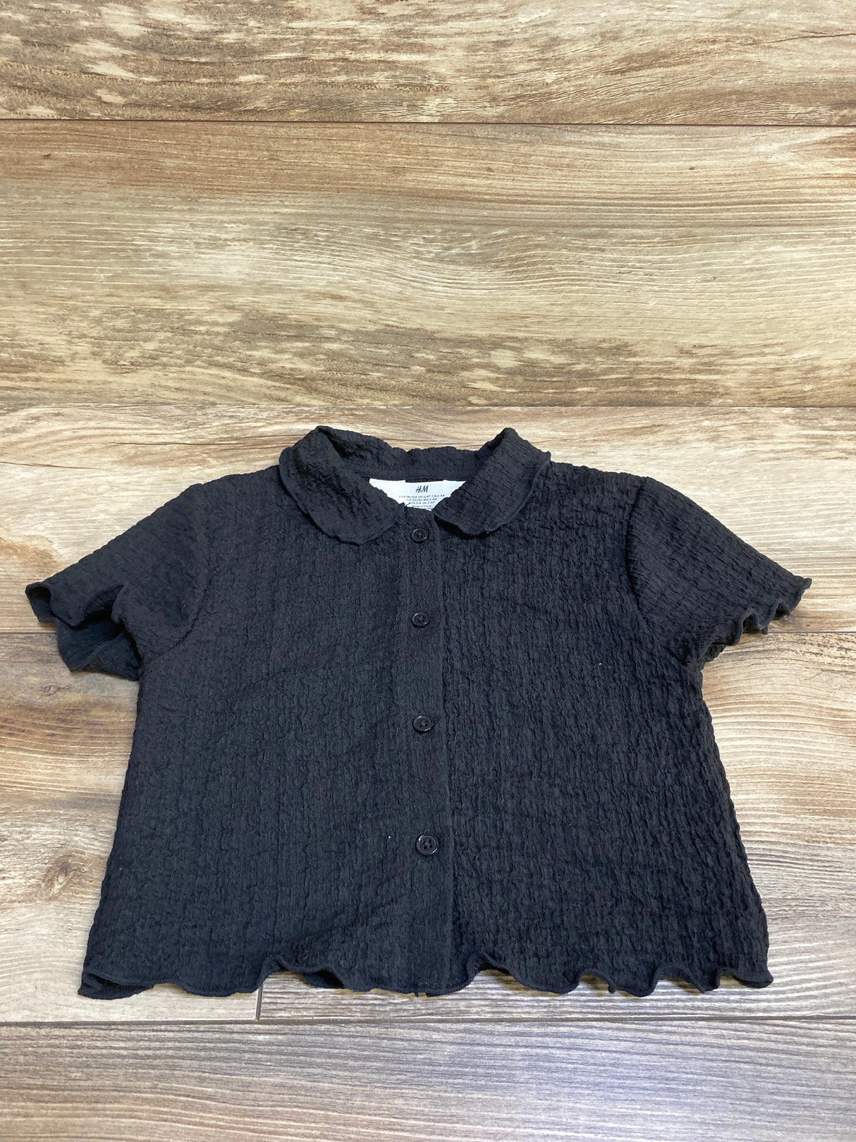 H&M Gauze Button Up Shirt Black sz 3-4T