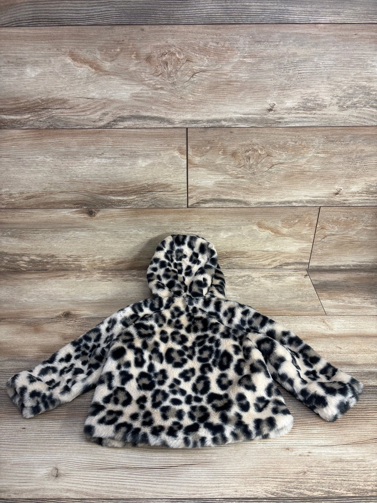 Old Navy Plush Leopard Print Full Zip Jacket Beige sz 12-18m