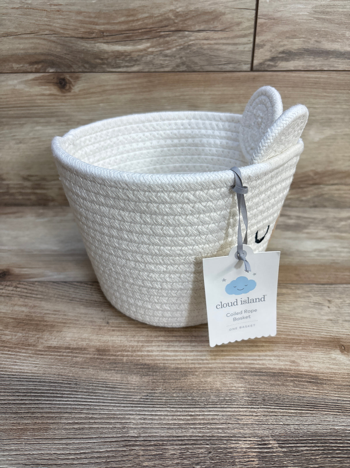 NEW Cloud Island Tapered Coiled Rope Round Basket Sleepy Bear