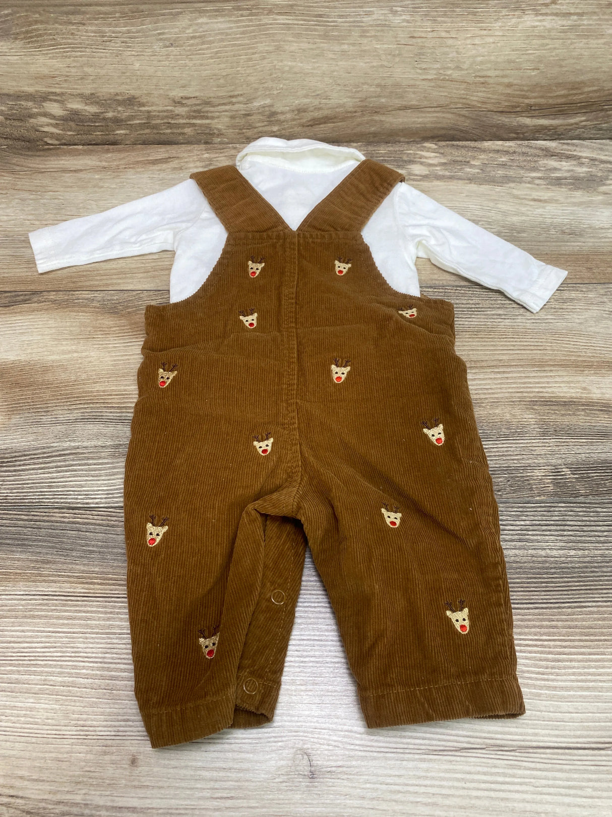 Starting Out 2pc Reindeer Overall Set White/Brown sz 3m - Me n Mommy To Be