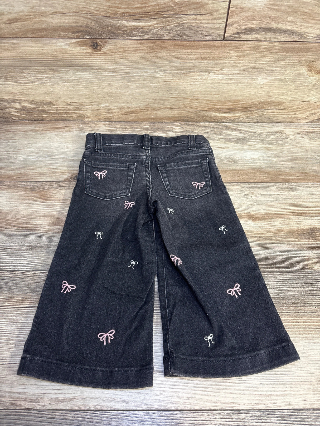 Cat & Jack Embroidered Bow Wide Leg Jeans Black sz 2T