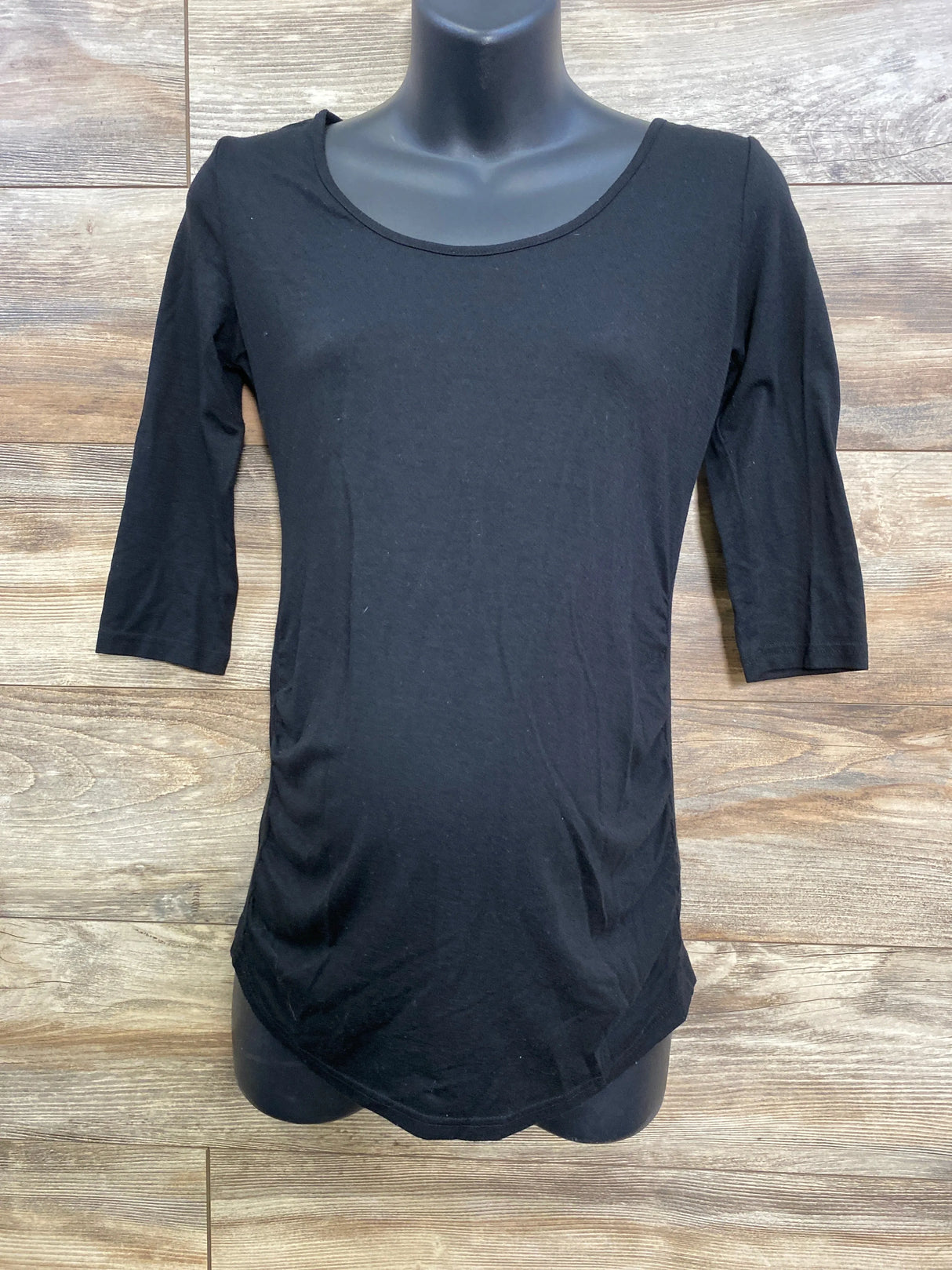 3/4 Sleeve Ruched Shirt Black sz Small - Me n Mommy To Be