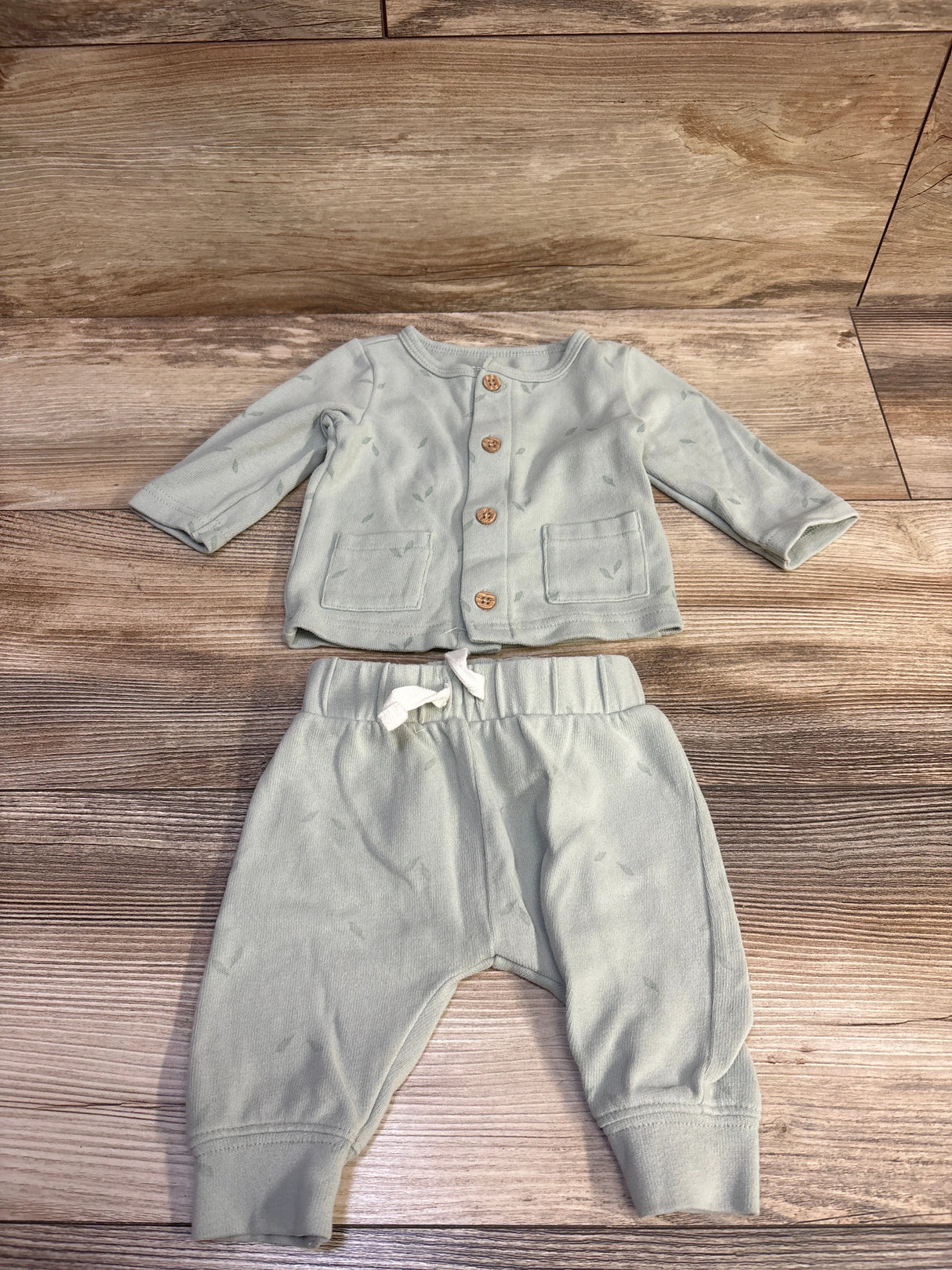 Child Of Mine 2pc Button Shirt & Pants Set Green sz 0-3m