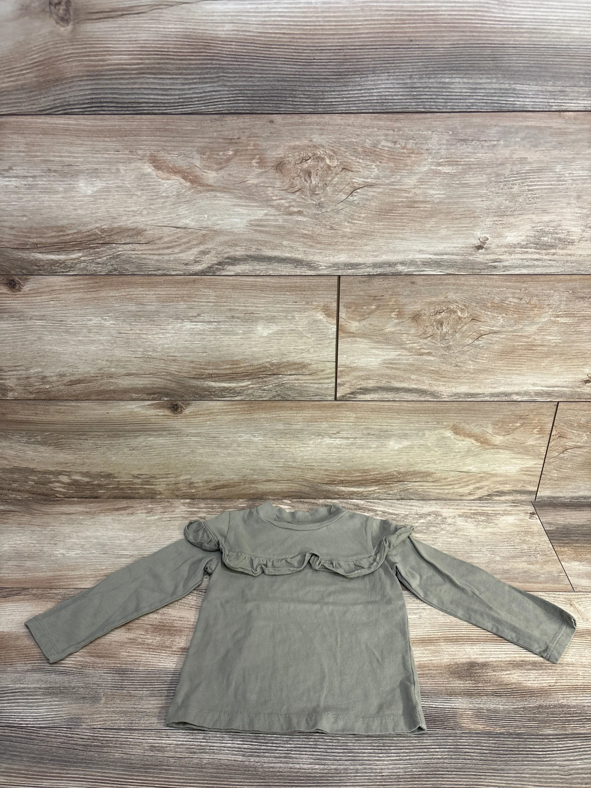 Otter Avenue Mock Neck Ruffle Top Olive sz 2T