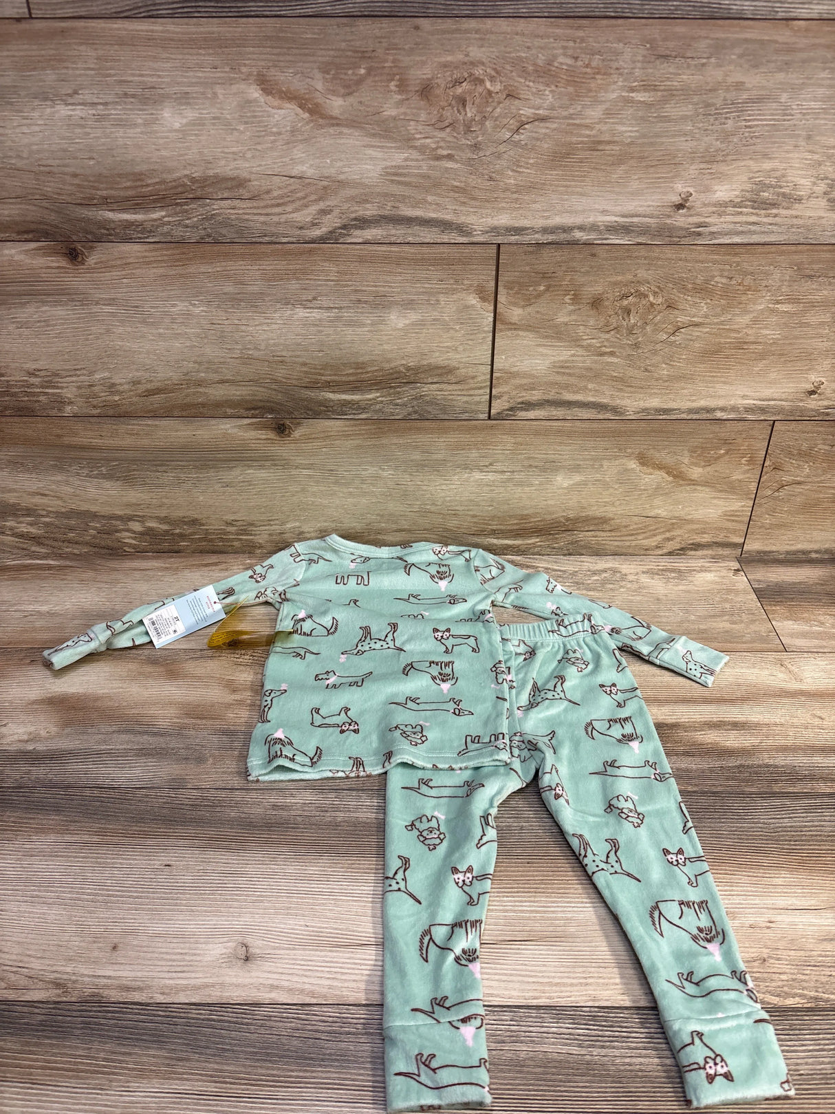 NEW Cat & Jack 2pc Velour Pajama Set Green sz 2T