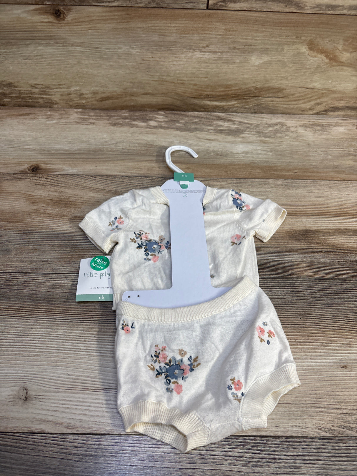 NEW Little Planet 2pc Organic Floral Shirt & Shirts Set Ivory sz Newborn