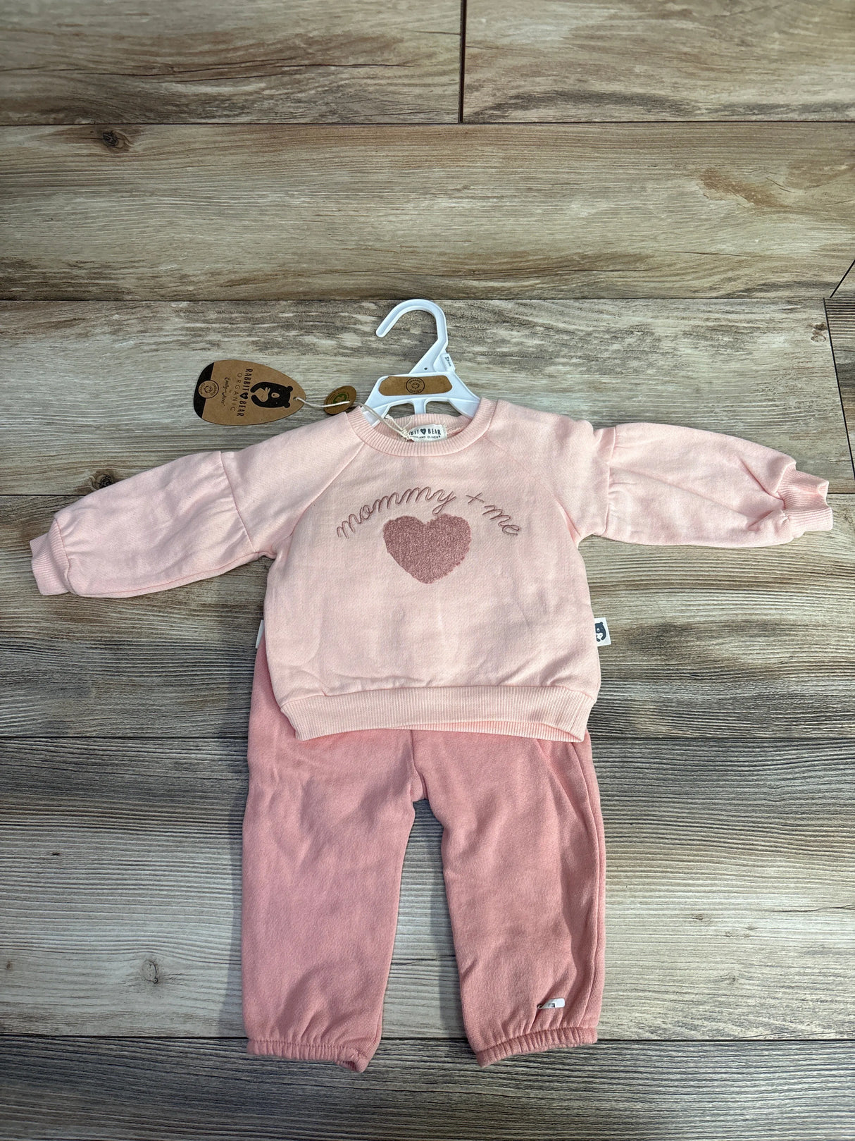 NEW Rabbit Bear 2pc Sweatshirt & Joggers Set Pink sz 3-6m