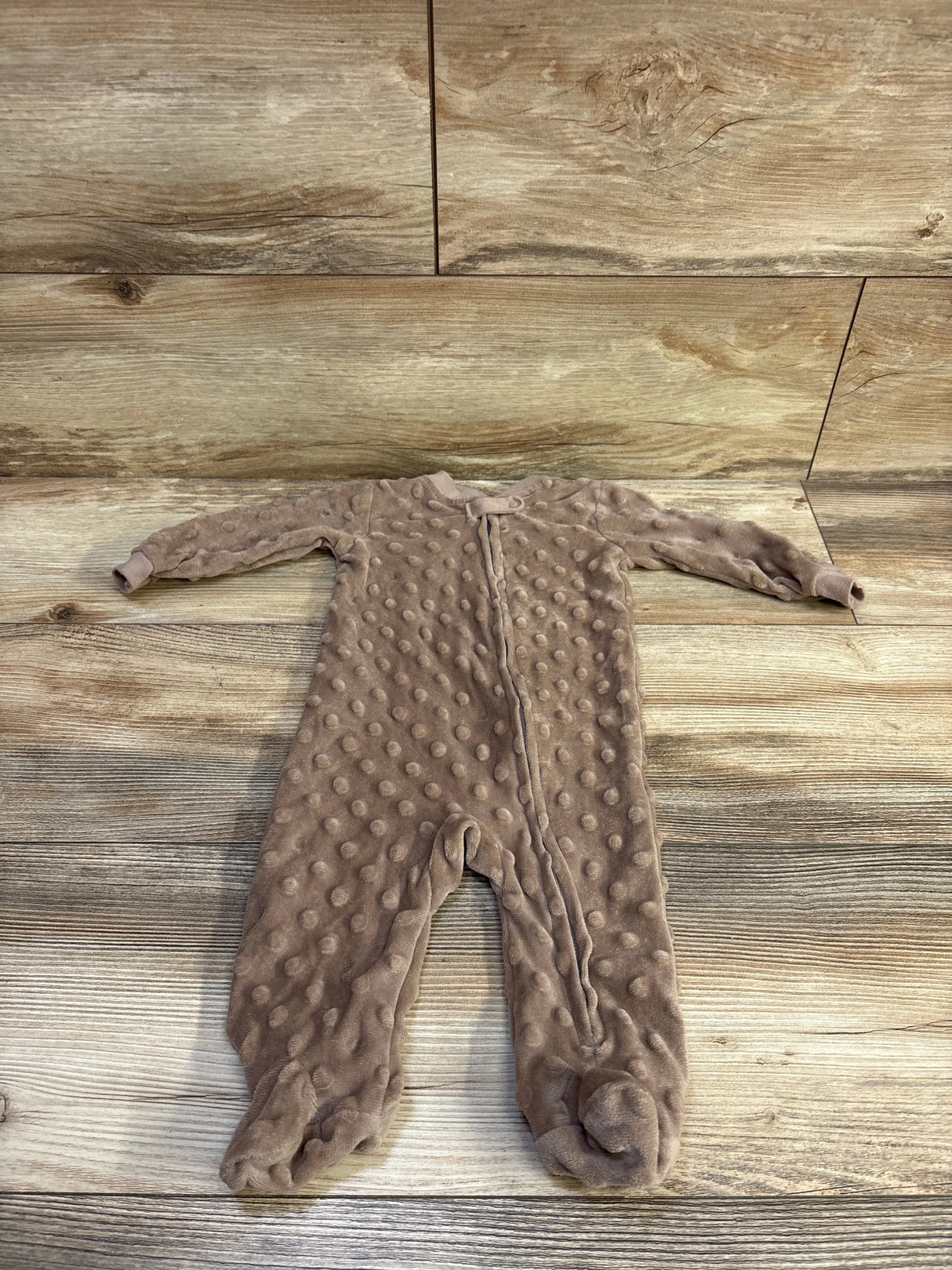 DreamGro Minky Dot Footie Sleeper Brown sz 3-6m