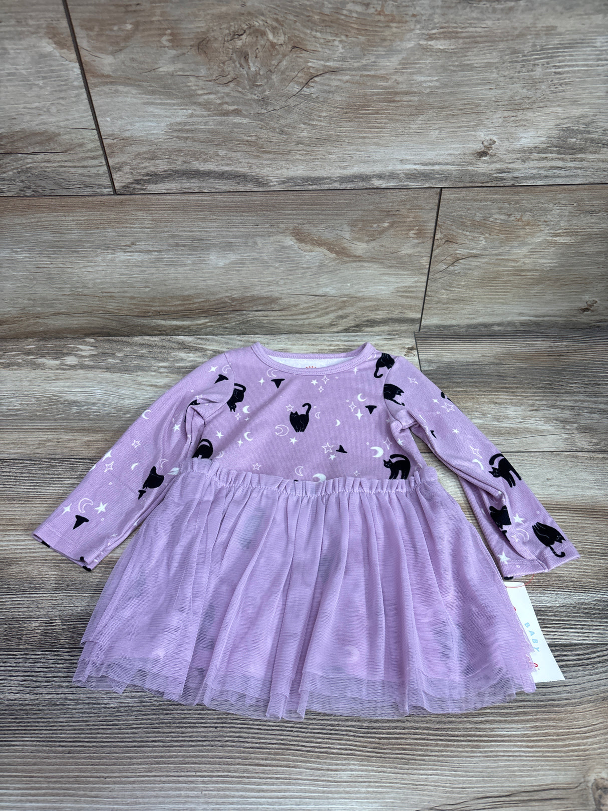 NEW Cat & Jack Halloween Cat Witch Long Sleeve Tulle Dress Purple sz 12m