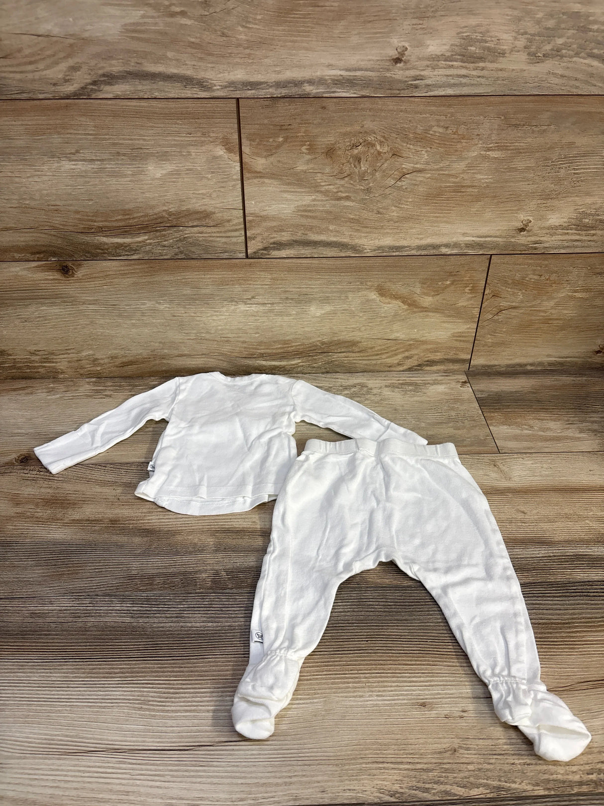 Honest Baby 2pc Organic Kimono Shirt & Footed Pants Set White sz 0-3m