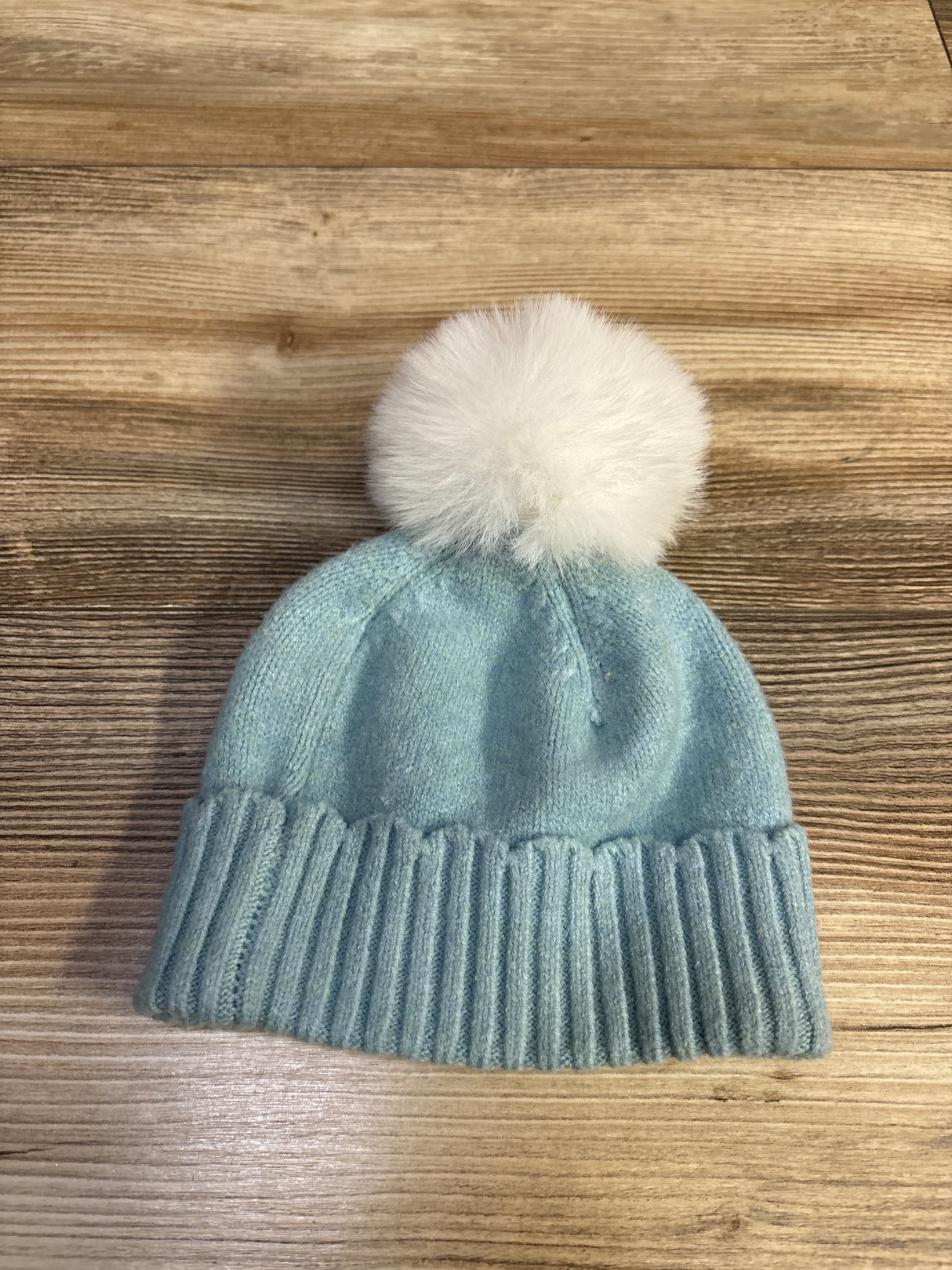 Knit Floral Pom-Pom Beanie Blue sz 6-9m