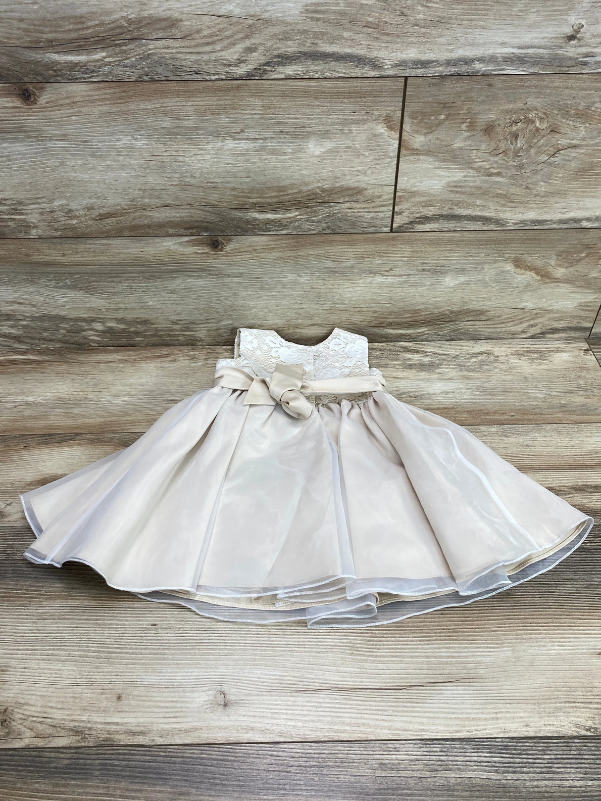 Rare Editions Lace Dress Taupe sz 12m - Me n Mommy To Be