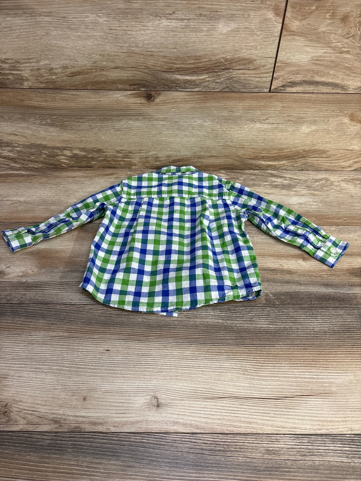 Children's Place Plaid Button Up Shirt Green sz 12-18m - Me n Mommy To Be