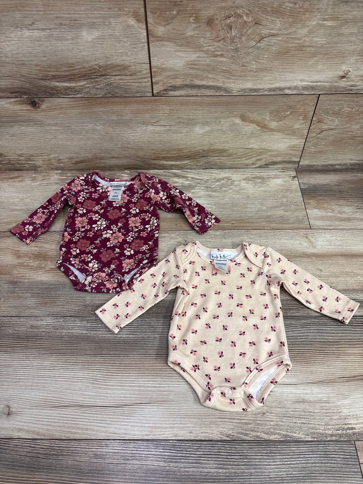 Nicole Miller 2pk Long Sleeve Bodysuit Maroon sz 0/3m
