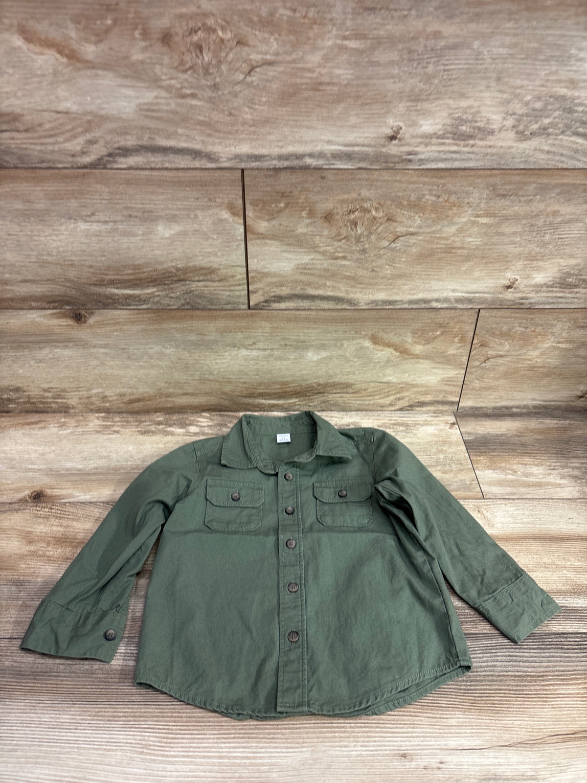 Old Navy Long Sleeve Button Up Shirt Green sz 3T