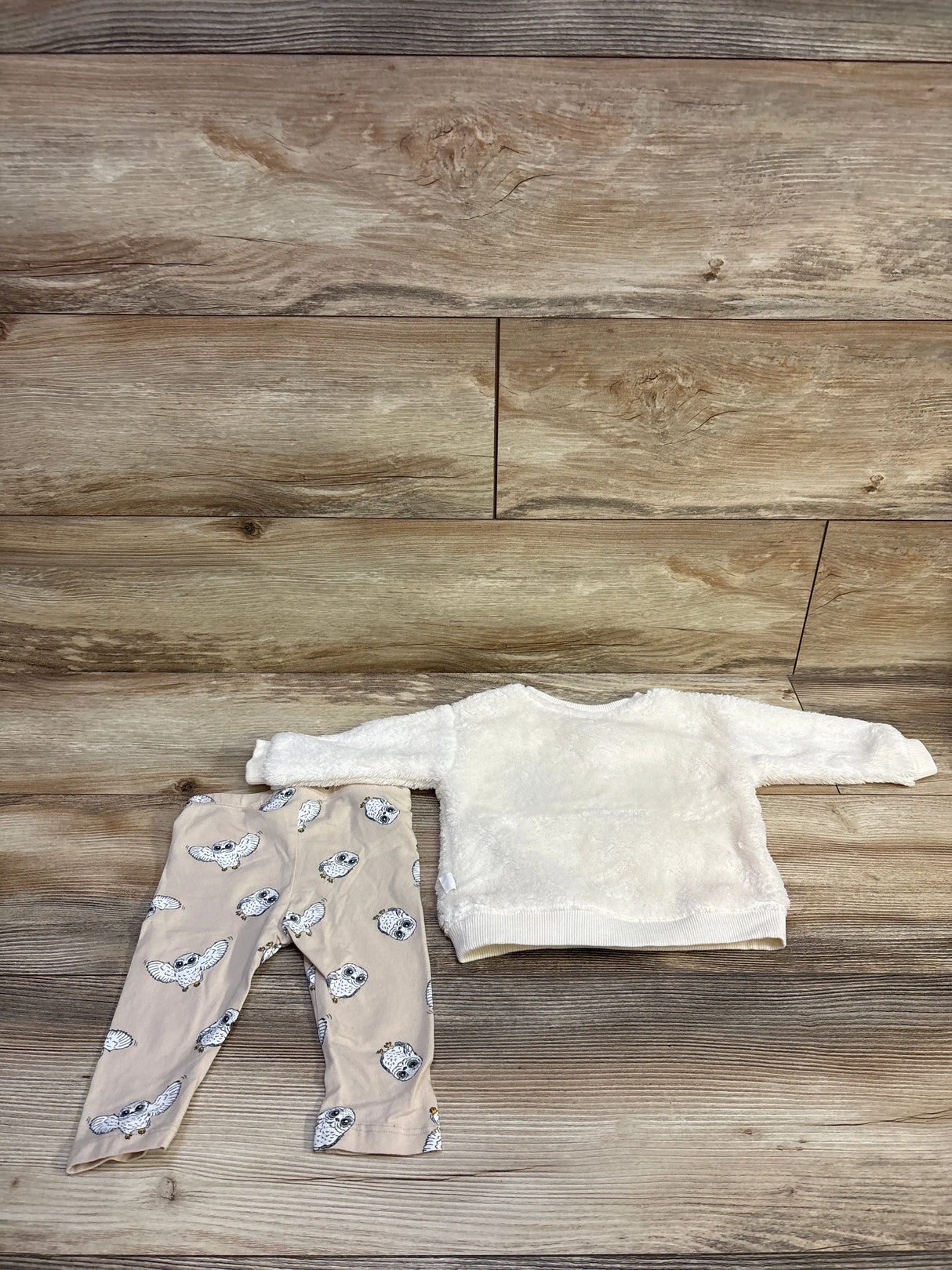 H&M x Harry Potter 2pc Hedwig Plush Sweatshirt & Leggings Set Ivory sz 6m