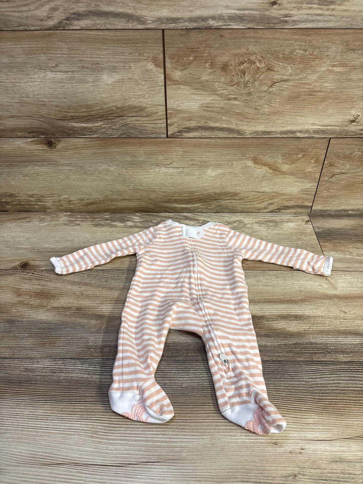 Burts Bees Baby Striped Sleeper White sz Newborn