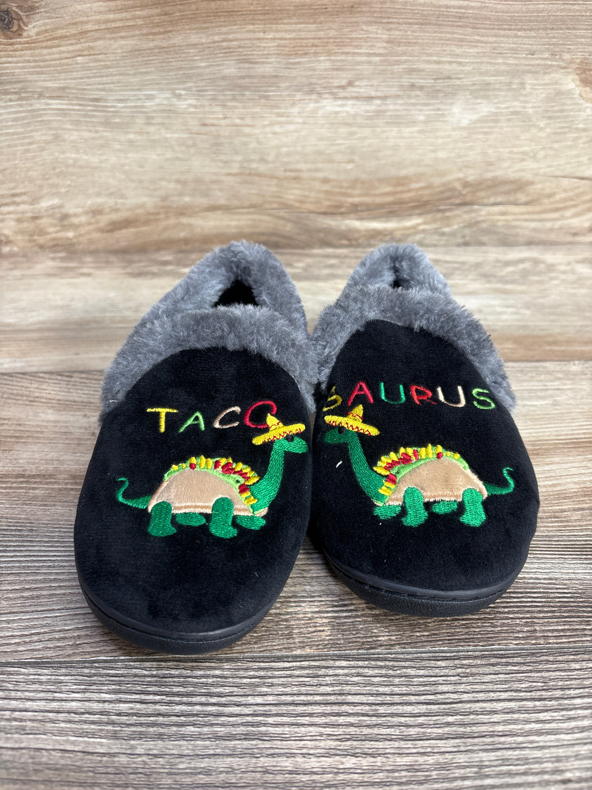 Wonder Nation Taco Saurus Slippers Black sz 11-12c