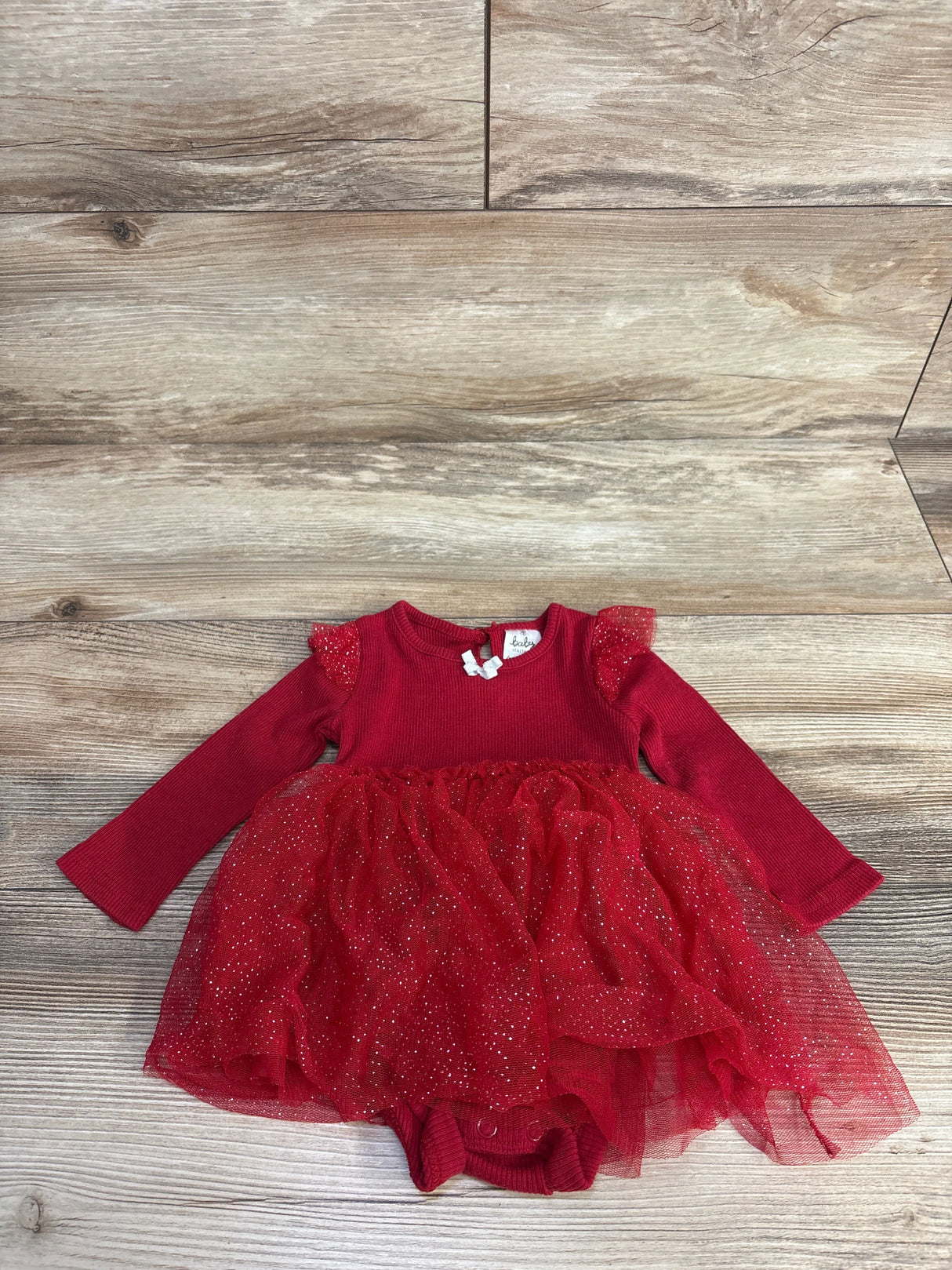 Baby Starters Ribbed Tulle Bodysuit Dress Red sz 6m
