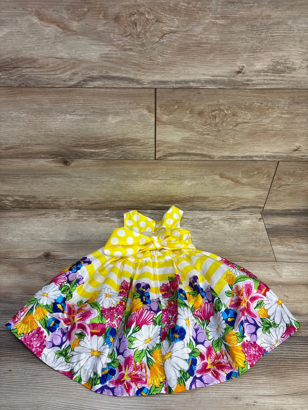 Nannette Baby Polka Dot Floral Dress Yellow sz 12m