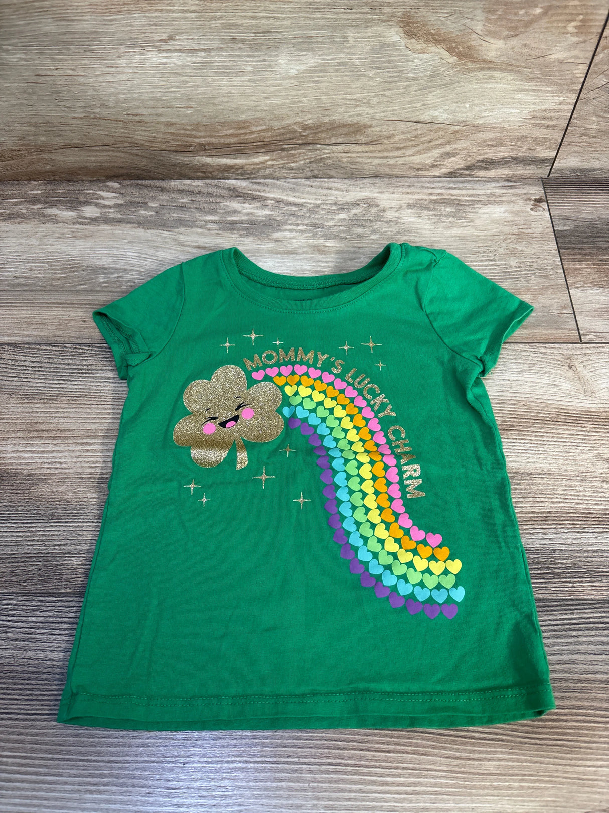 Children's Place Mommy's Lucky Charm Shirt Green sz 3T