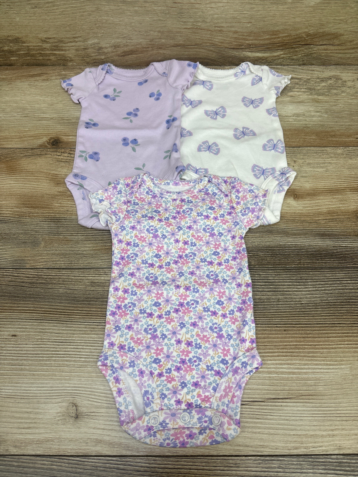 Just One You 3pk Bodysuits Purple sz Newborn