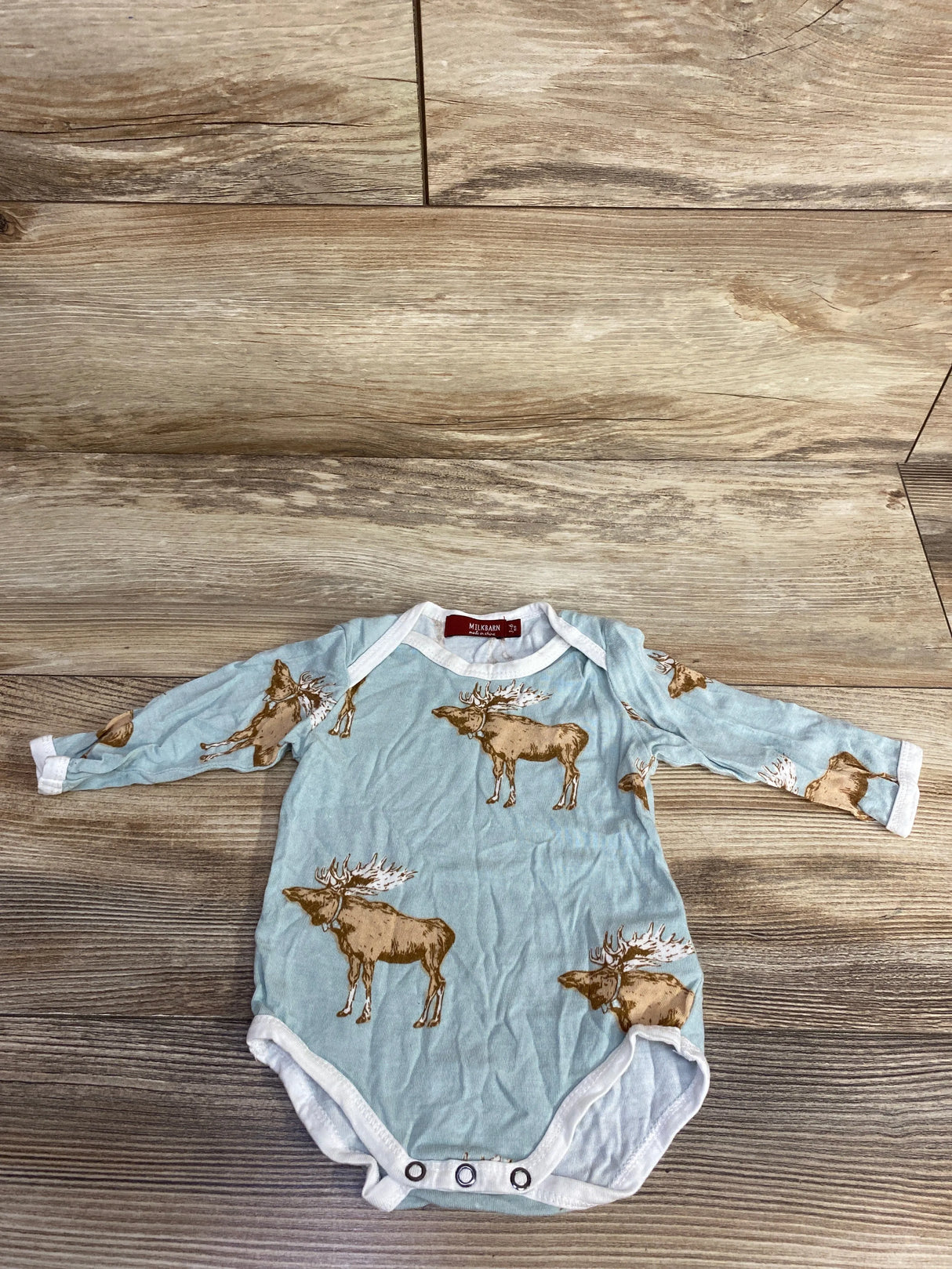 Milkbarn Moose Bamboo Long Sleeve Bodysuit sz 3-6m