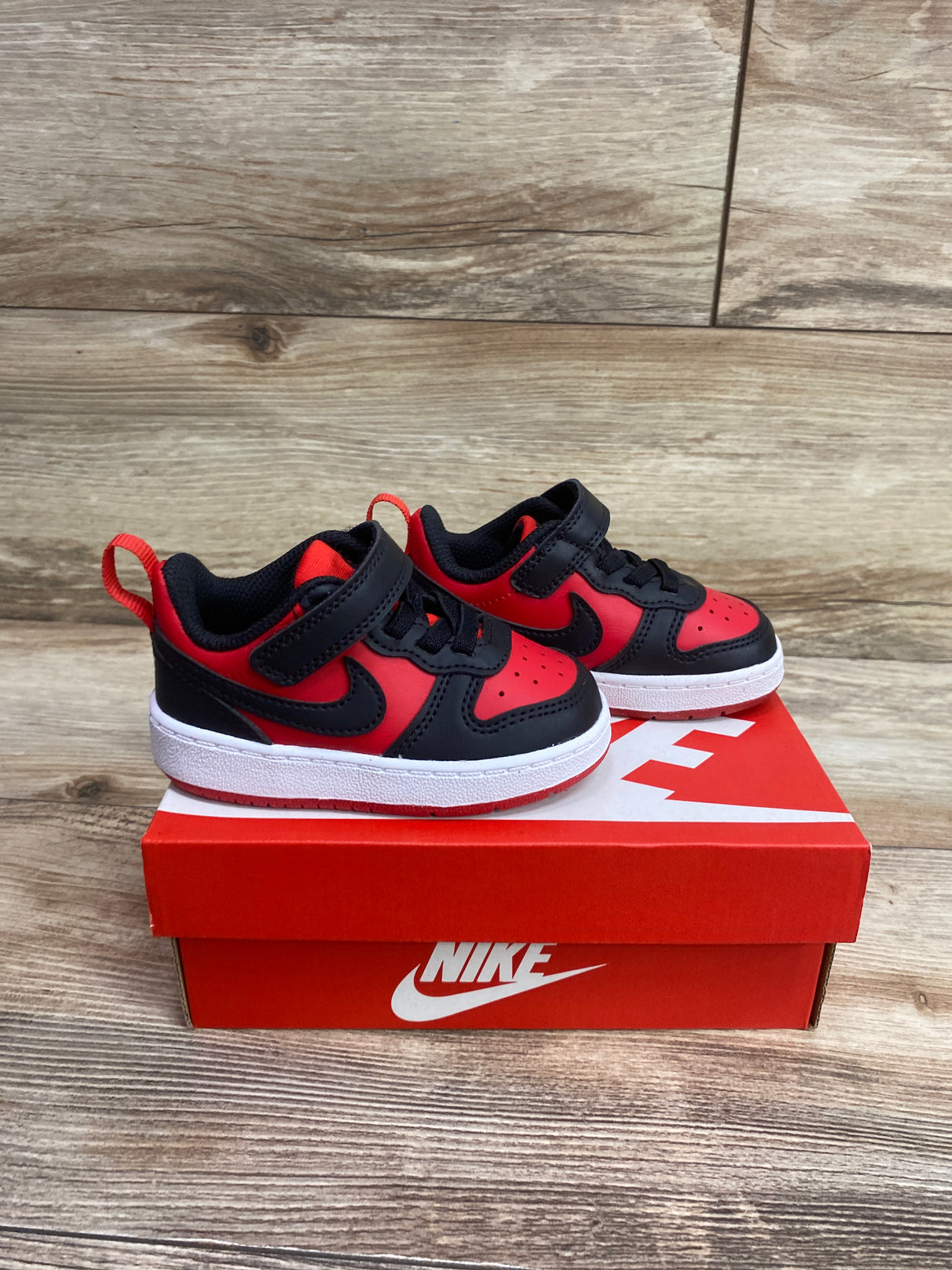 NEW Nike Court Borough Low Recraft TD 'Black University Red' Sneakers sz 5c