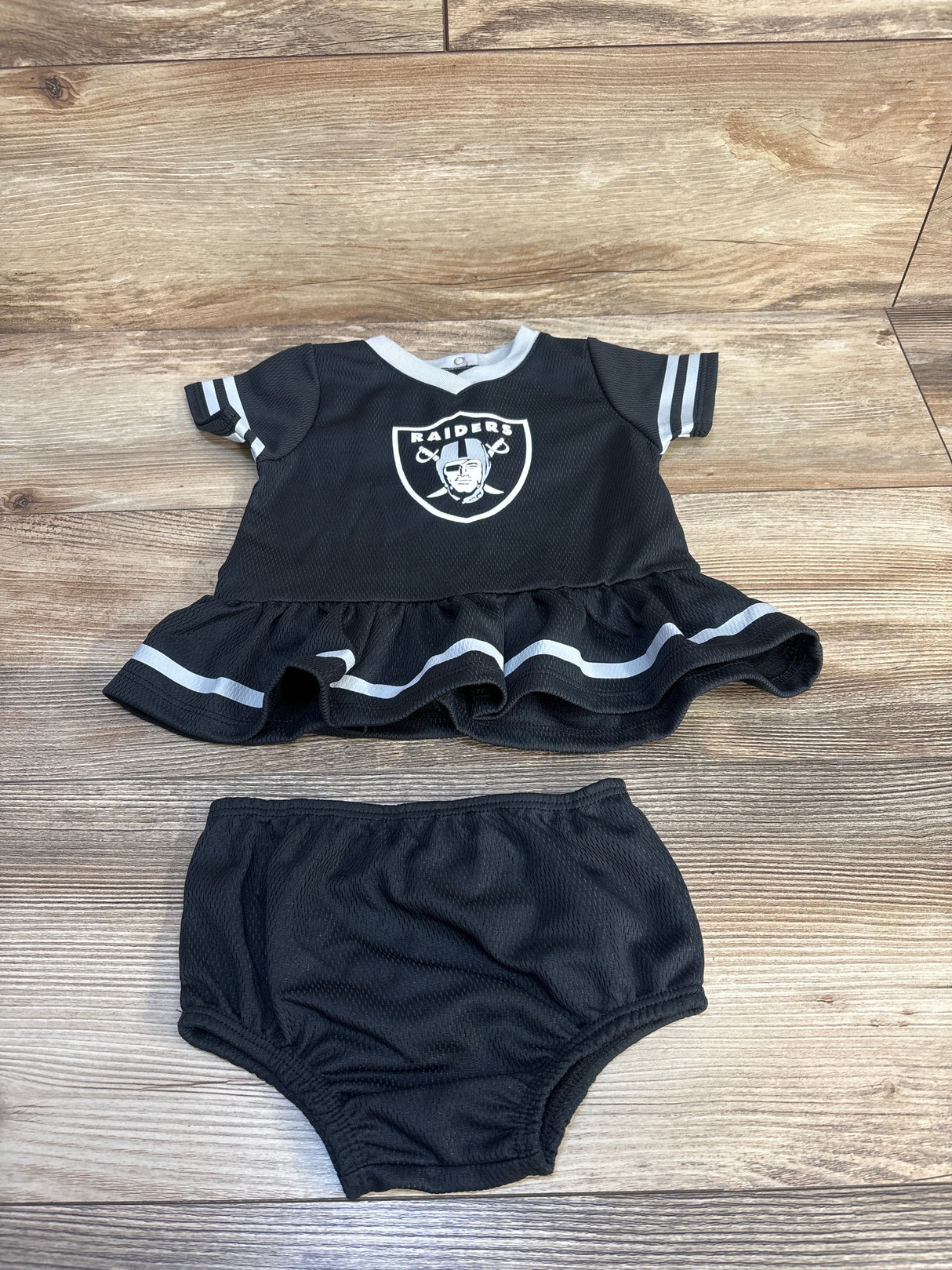 NFL Team Apparel Raider's Jersey Peplum Dress Black sz 3-6m