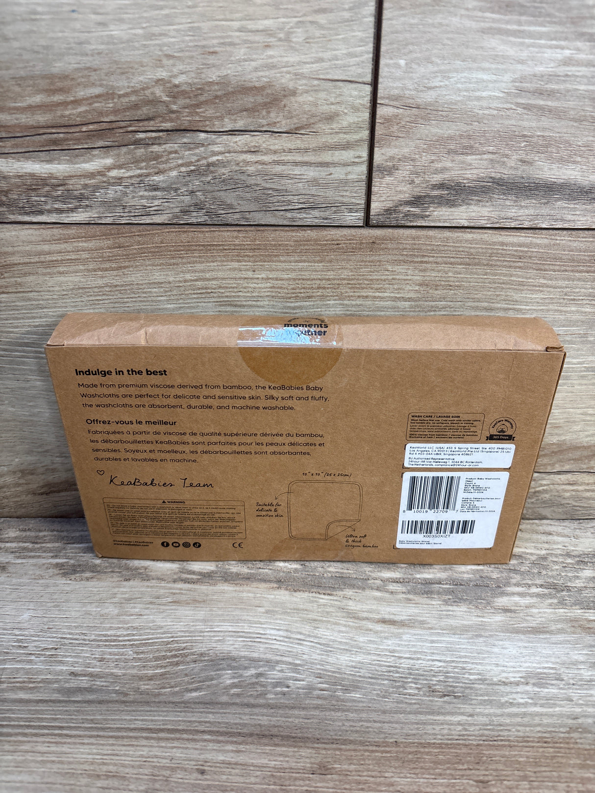 NEW KeaBabies Washcloths 6pk Stone