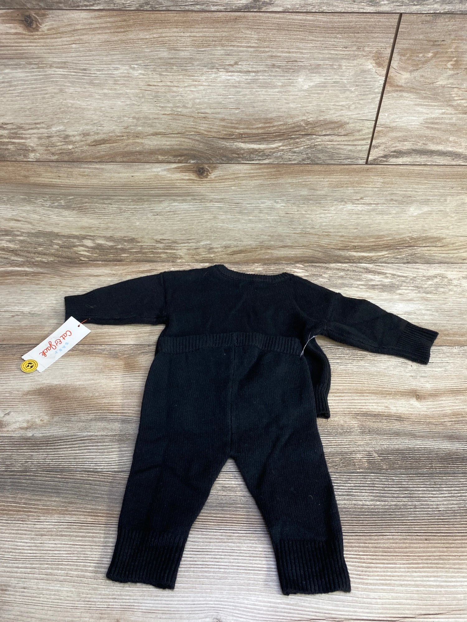 NEW Cat & Jack 2pc Heart Sweater Knit Shirt & Pants Set Black sz 0-3m